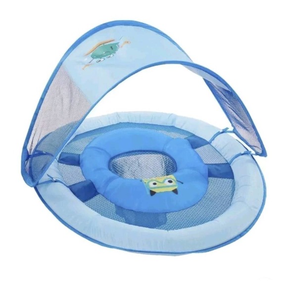 New SwimWays Baby Spring Float Sun Canopy Blue Step 1 For 9-24 Months - Picture 2 of 3